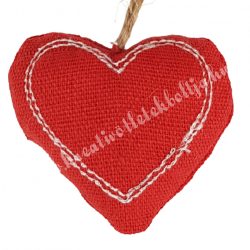 Akasztós textil szív, piros, 6x5,5 cm
