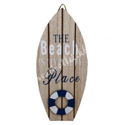   Akasztós fa dekor, "The Beach is my happy Place", 8,5x19 cm