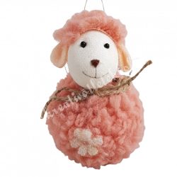 Akasztós bárány virággal, sötét rózsaszín, 5,5x9 cm