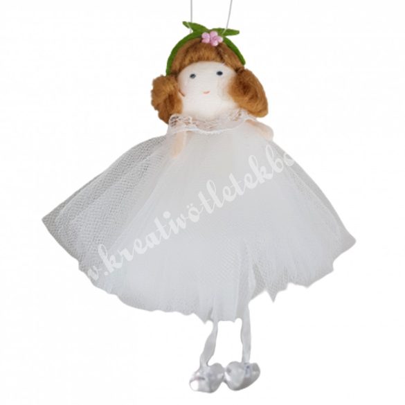 Akasztós kislány, fehér tüllruhában, 9x16,5 cm