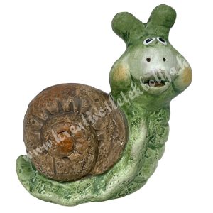 Kerámia csiga, zöld, 7x8 cm