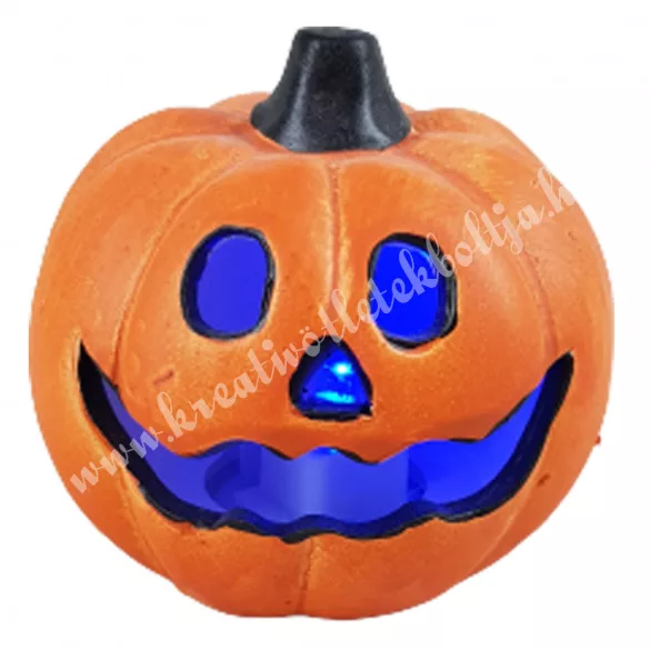 Kerámia tök, narancssárga, váltakozó LED világítással, 7x7 cm