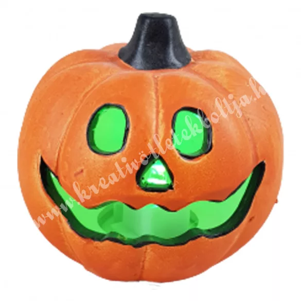 Kerámia tök, narancssárga, váltakozó LED világítással, 7x7 cm