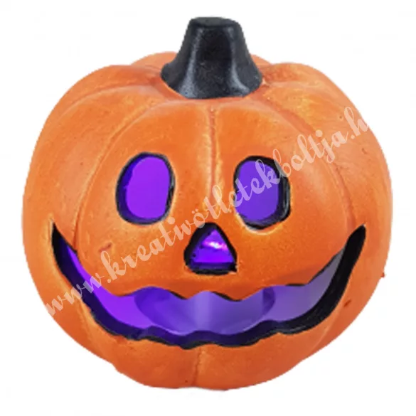 Kerámia tök, narancssárga, váltakozó LED világítással, 7x7 cm