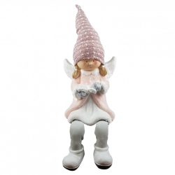 Lógó lábú kerámia angyal, könyvvel, 22x50 cm