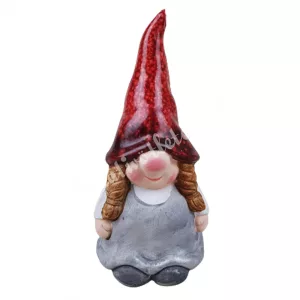 Kerámia manólány piros sapkában, 6,5x14 cm