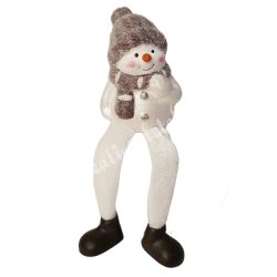 Lógó lábú hóember, flokkolt mályva sapkában, 6x16 cm