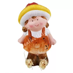 Kerámia kislány, gomba sapkában, 7x12 cm