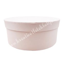 Kerek kalapdoboz, púder rózsaszín, kicsi, 15 cm