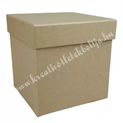 Papírdoboz, kocka, kraft, 12 cm