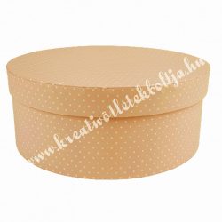Kerek kalapdoboz, barack, fehér pöttyös, 20 cm