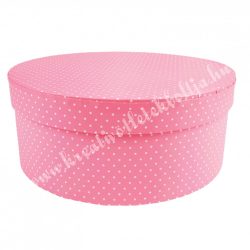 Kerek kalapdoboz, candy pink, fehér pöttyös, 20 cm
