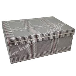 Papírdoboz, téglalap, barna kockás, 28x20x9,5 cm