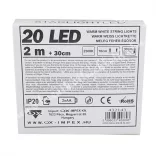 LED-es égősor, 20 izzós, meleg fehér