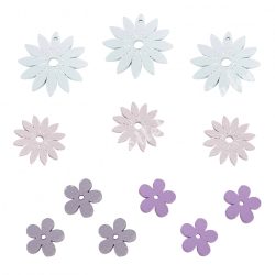   Fa virágfej, fehér, lila, pasztell rózsaszín, mályva, 12db/csomag