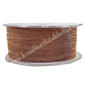 Organza szalag, gyűrt, bronz, 38 mm