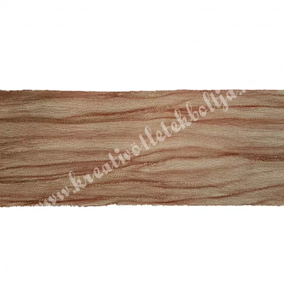 Organza szalag, gyűrt, bronz, 38 mm