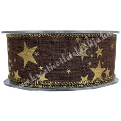 Karácsonyi szalag, csillag, barna, 3,8 cm (155)