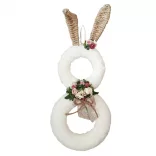 Szőrmés félkoszorú alap, szürke, 20 cm