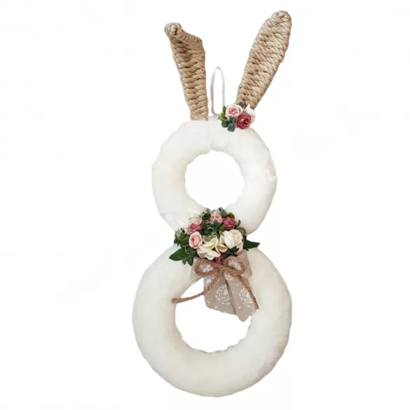 Szőrmés félkoszorú alap, szürke, 25 cm