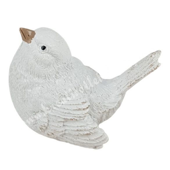 Polyresin madár, felnéző, fehér, 7,5x5,5 cm