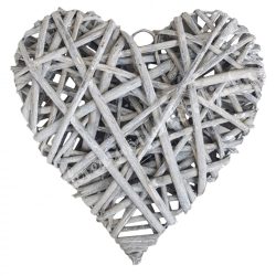 Vessző szív, szürke, 20 cm