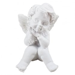 Polyresin angyal, ülő, merengő, 4x5 cm