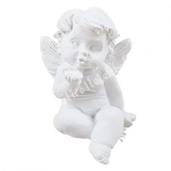 Polyresin angyal, ülő, puszit küldő, 3,8x5 cm