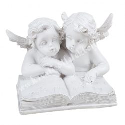 Polyresin angyalok, könyvvel, 12,5x8 cm