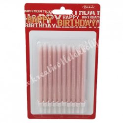 Születésnapi gyertya, rózsaszín, 10 cm, 10 db/csomag