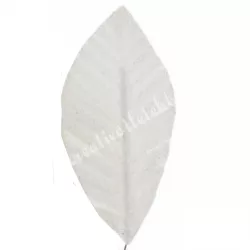 Betűzős polifoam levél, glitteres fehér, 6,5x13,5 cm
