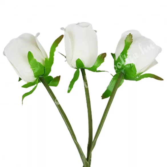 Rózsa, fehér, 3 szál/csokor, 27 cm