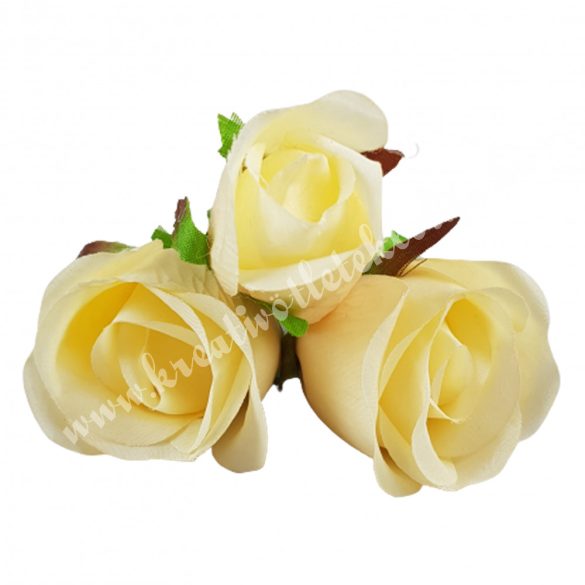 Rózsa, krém, 3 szál/csokor, 27 cm