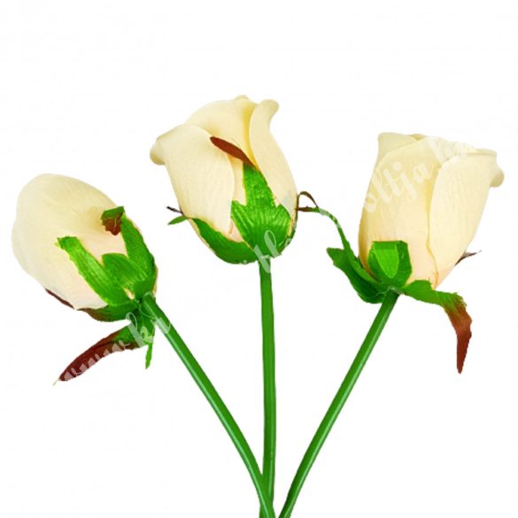 Rózsa, krém, 3 szál/csokor, 27 cm