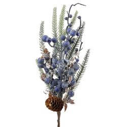 Fenyő pick, lila bogyókkal, tobozzal, 43 cm