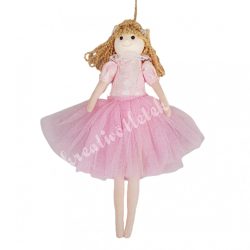Akasztós tüll ruhás kislány, rózsaszín, 13x24 cm