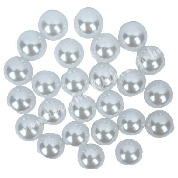 Ragasztható félgyöngy, fehér, 12 mm, 10 g/csomag