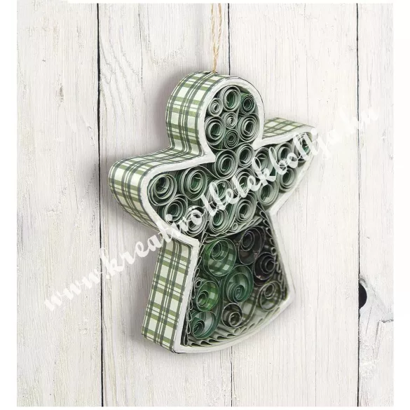 Papírmasé quilling függő, angyal, 2 db/csomag