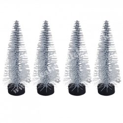 Glitteres fenyőfa talpon, ezüst, 10 cm, 4 db/csomag