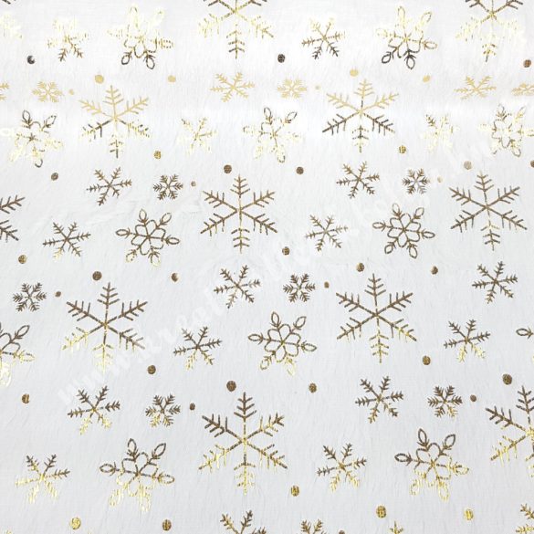 Hópehely mintás műszőrme, fehér, 27 cm