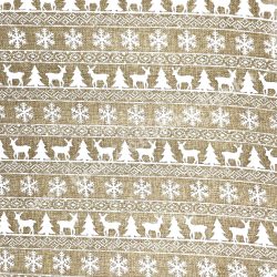 Asztali futó, szarvas és hópehely, natúr, 28 cm