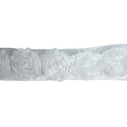 Rózsás szalag,fehér színű, 2cm