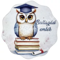 Mdf tábla, hullámos szélű kör, bagoly, 5x5 cm