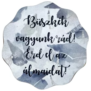Mdf tábla, hullámos szélű kör, diplomasapka, 5x5 cm