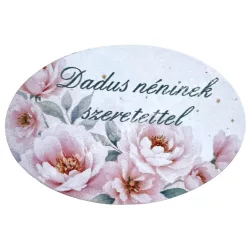 Mdf tábla, ovális, Dadus néninek szeretettel, 6x4 cm