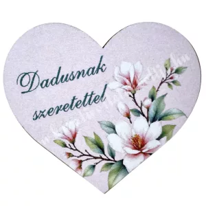 Mdf tábla, szív, Dadusnak szeretettel, 5,5x4,5 cm