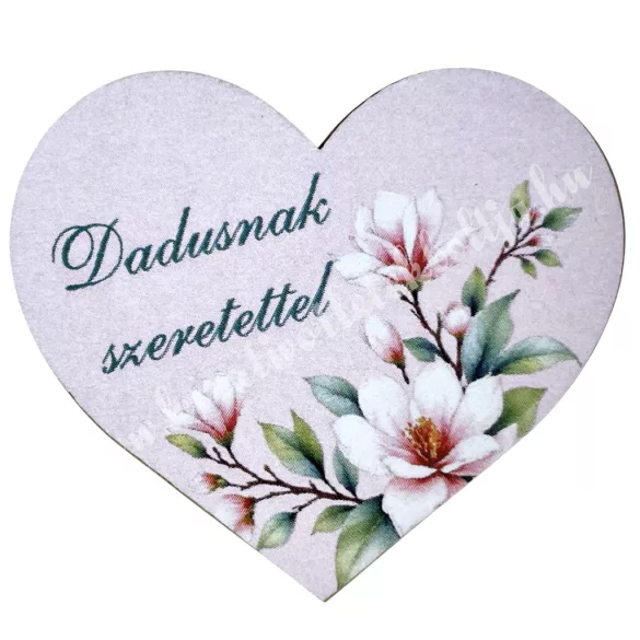Mdf tábla, szív, Dadusnak szeretettel, 5,5x4,5 cm