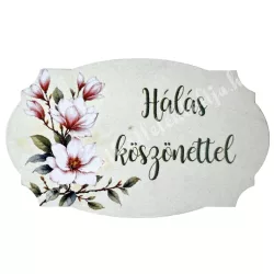 Mdf tábla, Hálás köszönettel, 6,5x4 cm