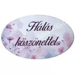 Mdf tábla, ovális, Hálás köszönettel, 4x2,5 cm