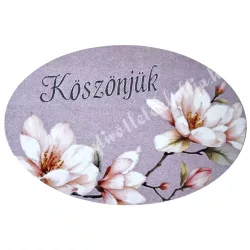 Mdf tábla, ovális, Köszönjük, 6x4 cm